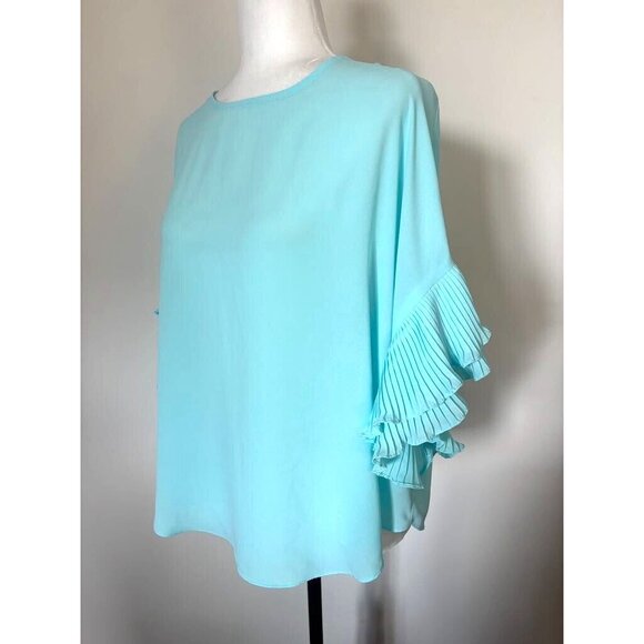 Joseph Ribkoff Aqua Ruffled Sleeve Blouse with Back Detail LN - Picture 6 of 9